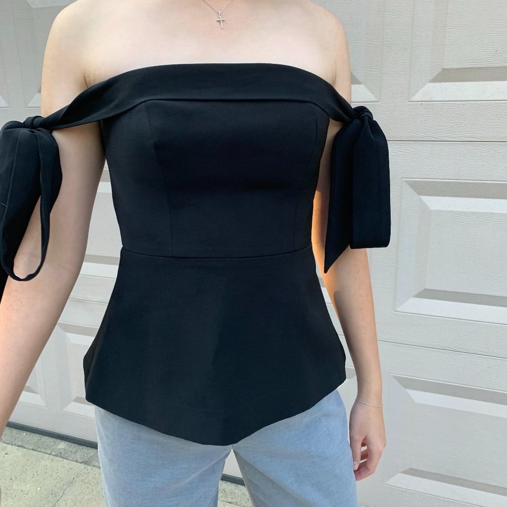 Off Shoulder Black Peplum Top